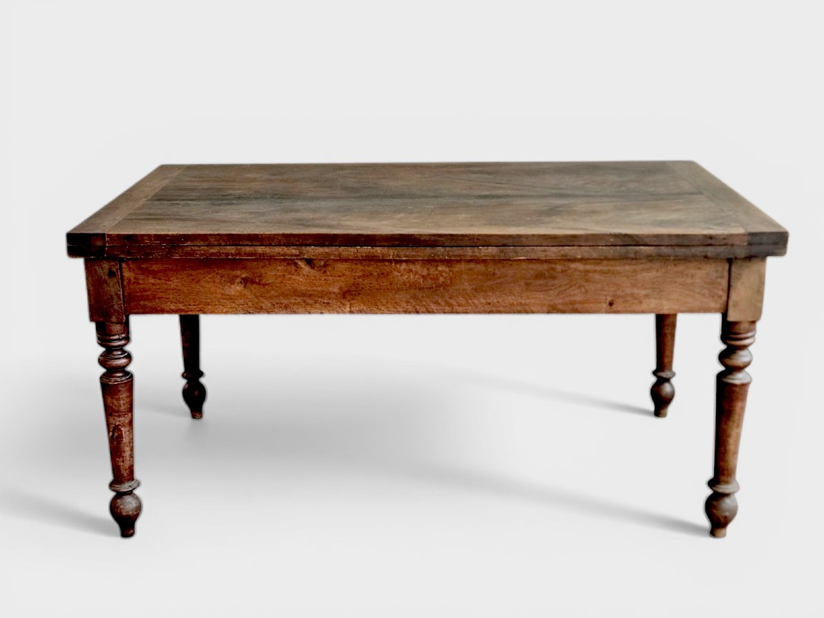 Tavolo a libro in noce massello, XIX secolo