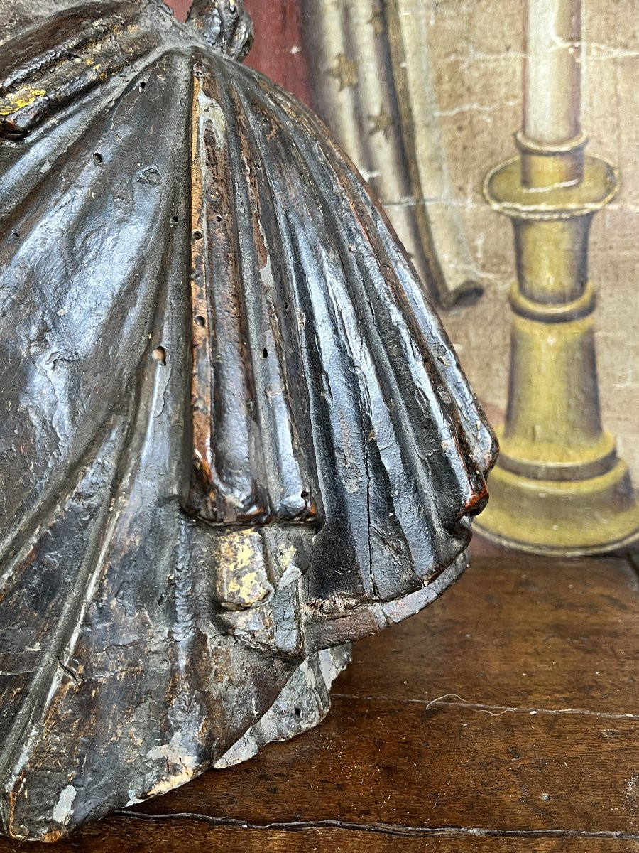 busto di Angelo ligneo laccato policromo -  XVII Sec.-photo-1