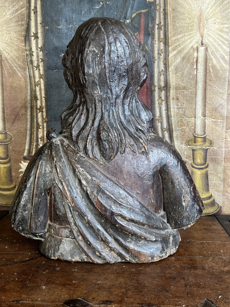 busto di Angelo ligneo laccato policromo -  XVII Sec.-photo-3