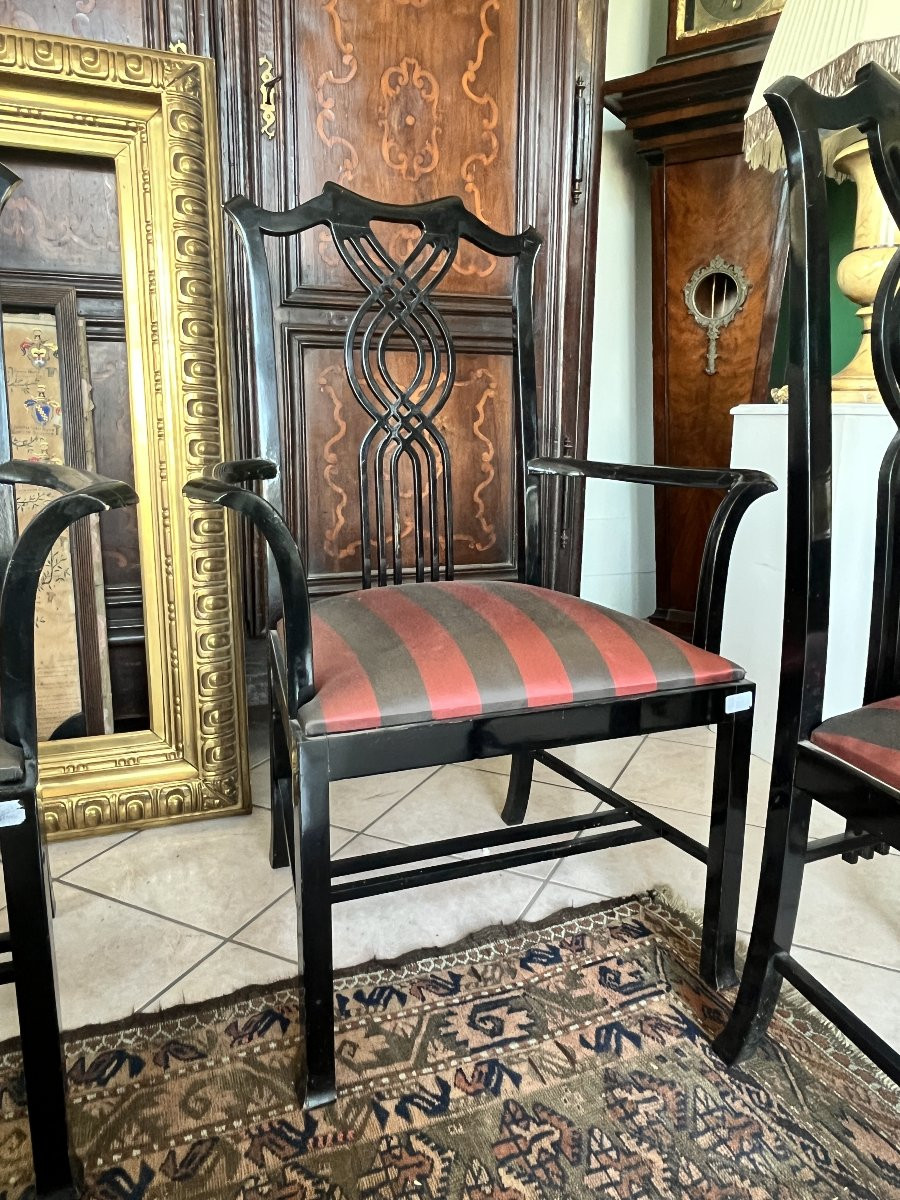 Set di 2 sedie e 2 poltrone Giorgetti – Design Carlo Pozzi – Italia anni ’80-photo-2