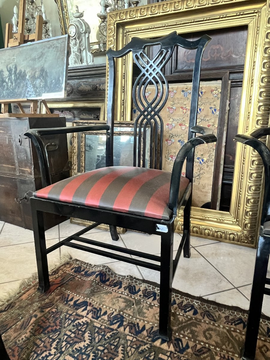 Set di 2 sedie e 2 poltrone Giorgetti – Design Carlo Pozzi – Italia anni ’80-photo-3