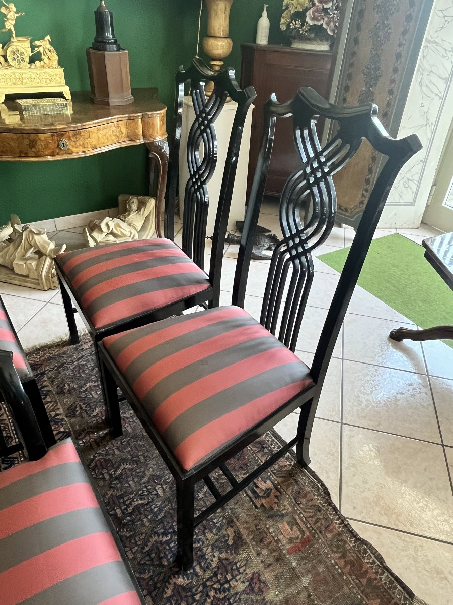 Set di 2 sedie e 2 poltrone Giorgetti – Design Carlo Pozzi – Italia anni ’80-photo-6