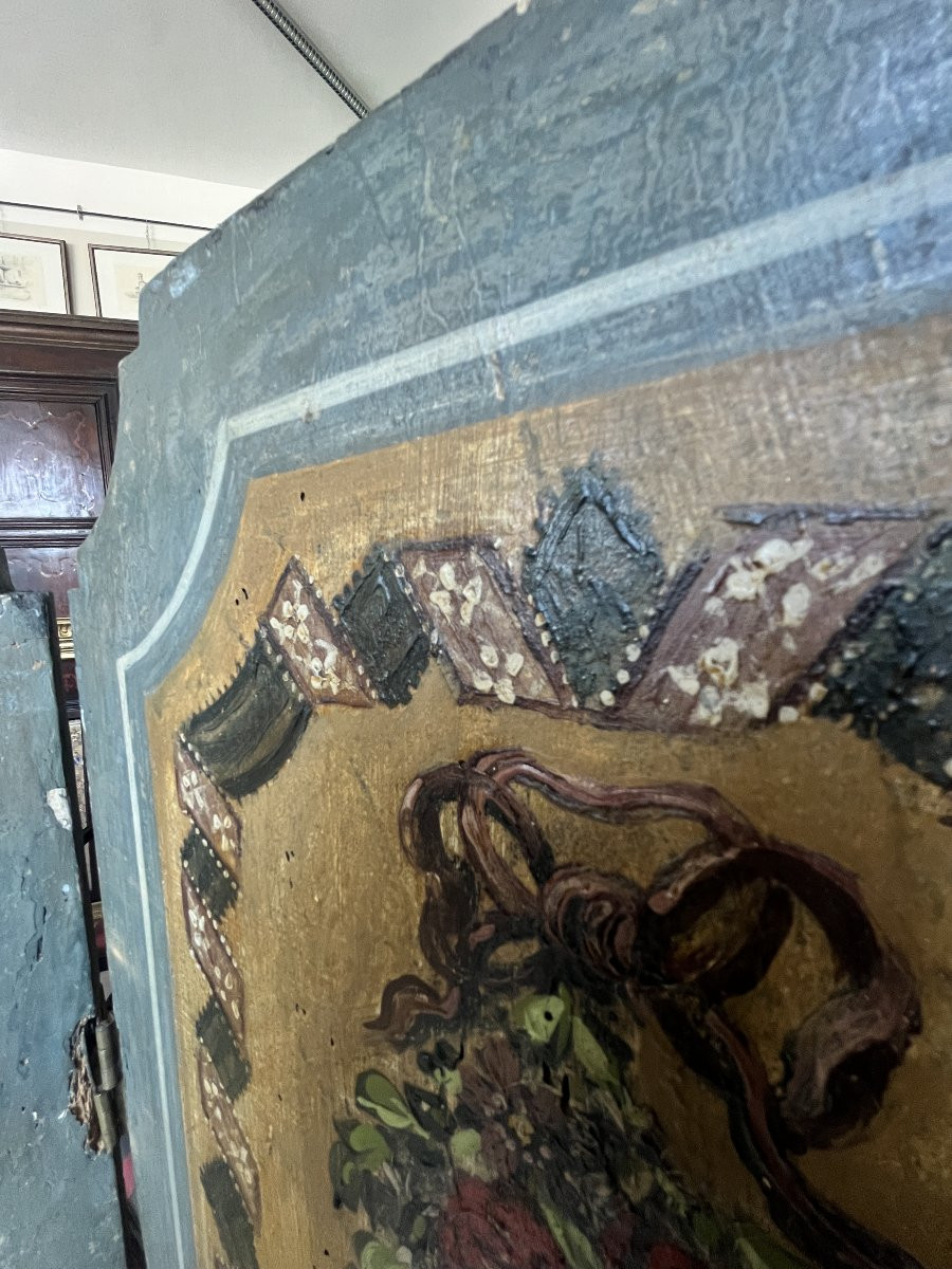 Paravento in legno laccato con elementi originali del XVIII secolo-photo-1