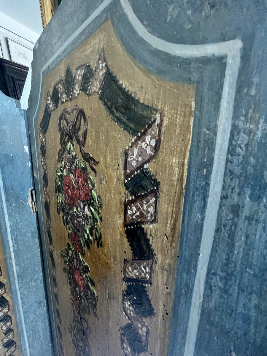 Paravento in legno laccato con elementi originali del XVIII secolo-photo-6