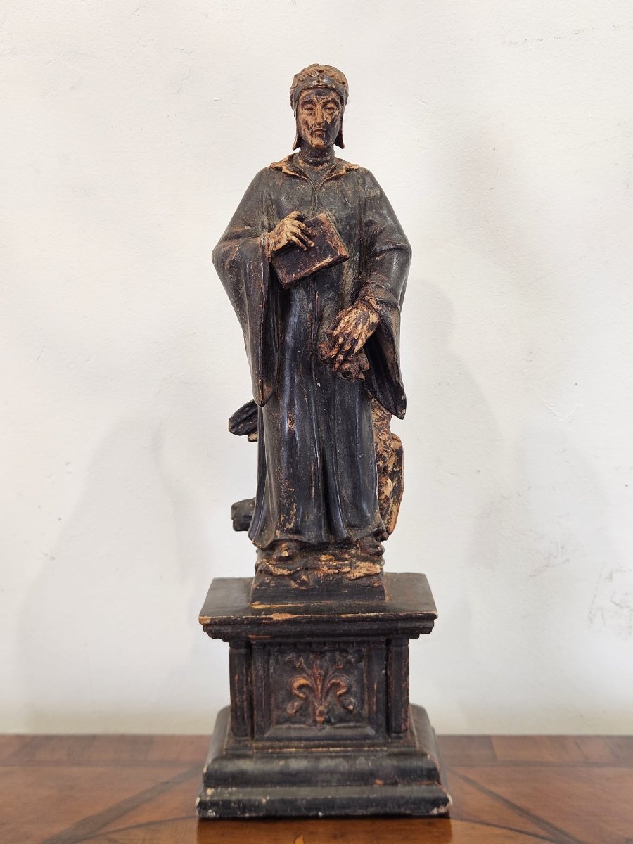 Scultura lignea raffigurante Dante Alighieri – XIX secolo-photo-1
