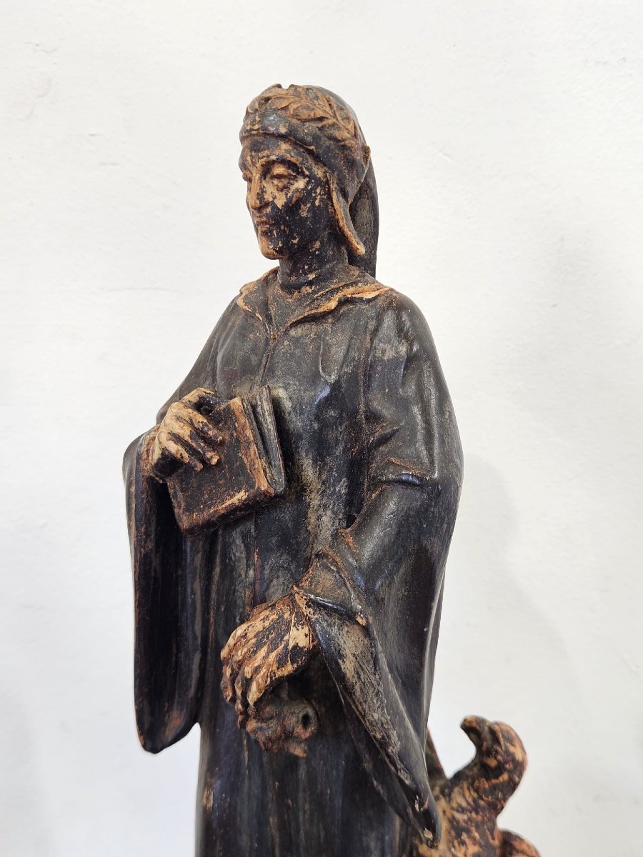 Scultura lignea raffigurante Dante Alighieri – XIX secolo-photo-3