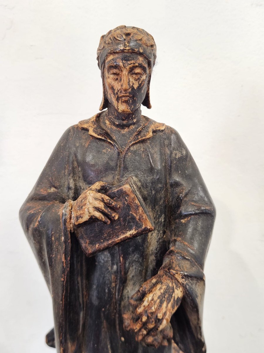 Scultura lignea raffigurante Dante Alighieri – XIX secolo-photo-4