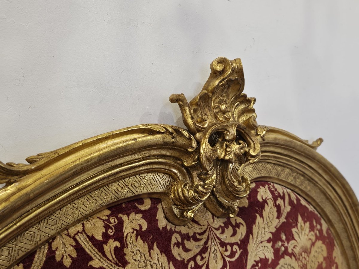 Testiera da letto in legno intagliato e dorato – metà XIX secolo-photo-3