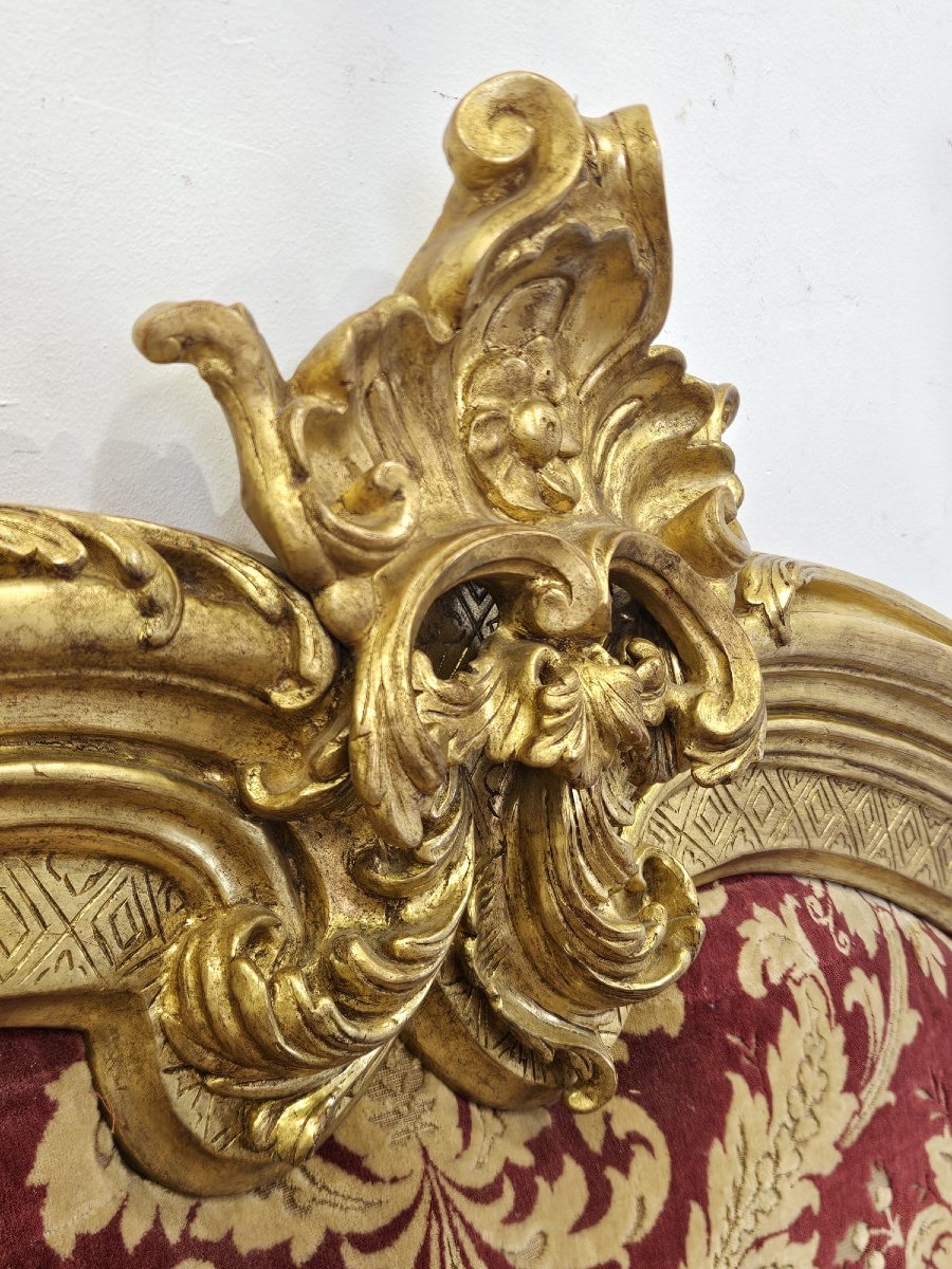Testiera da letto in legno intagliato e dorato – metà XIX secolo-photo-2