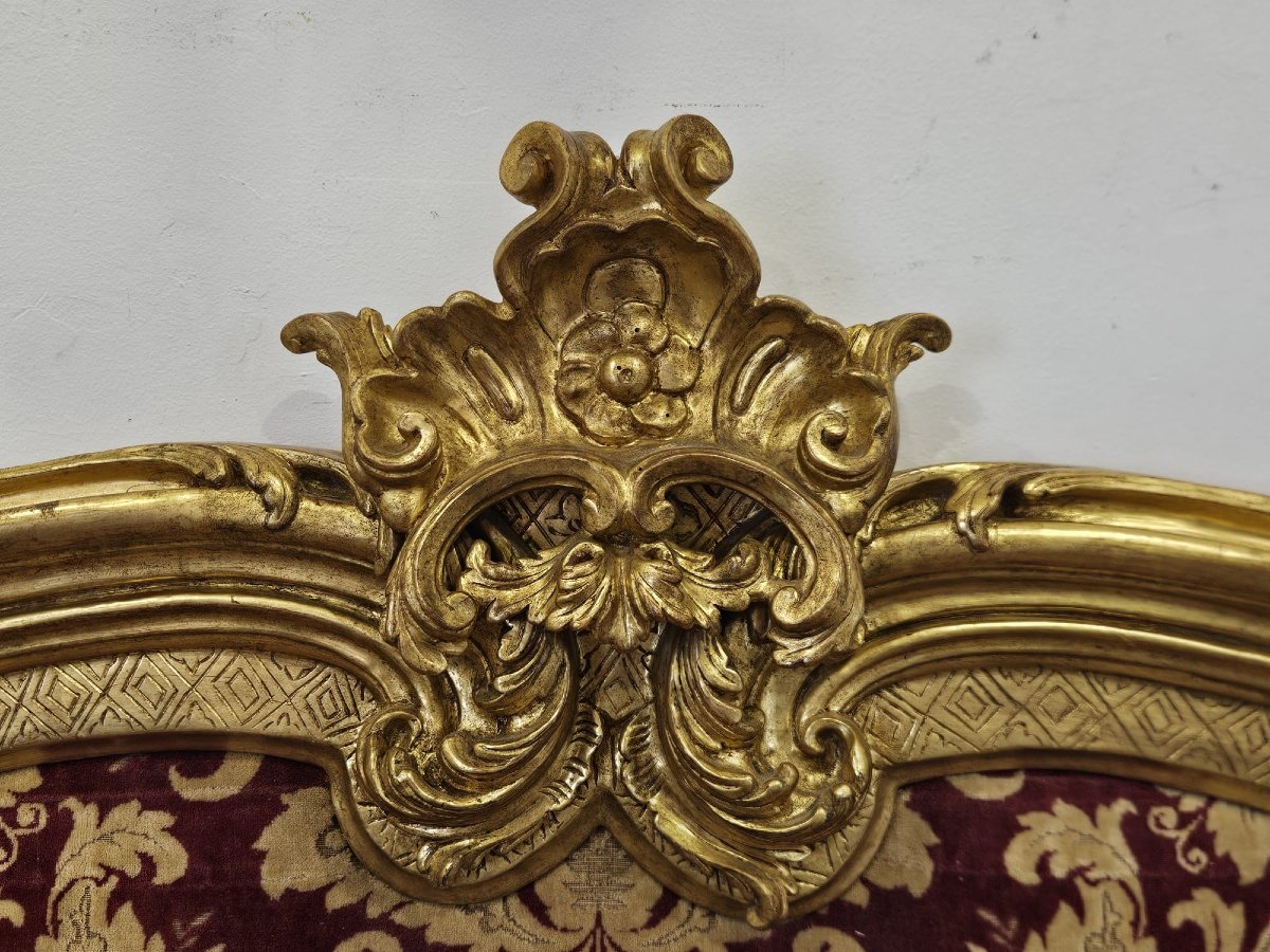 Testiera da letto in legno intagliato e dorato – metà XIX secolo-photo-4