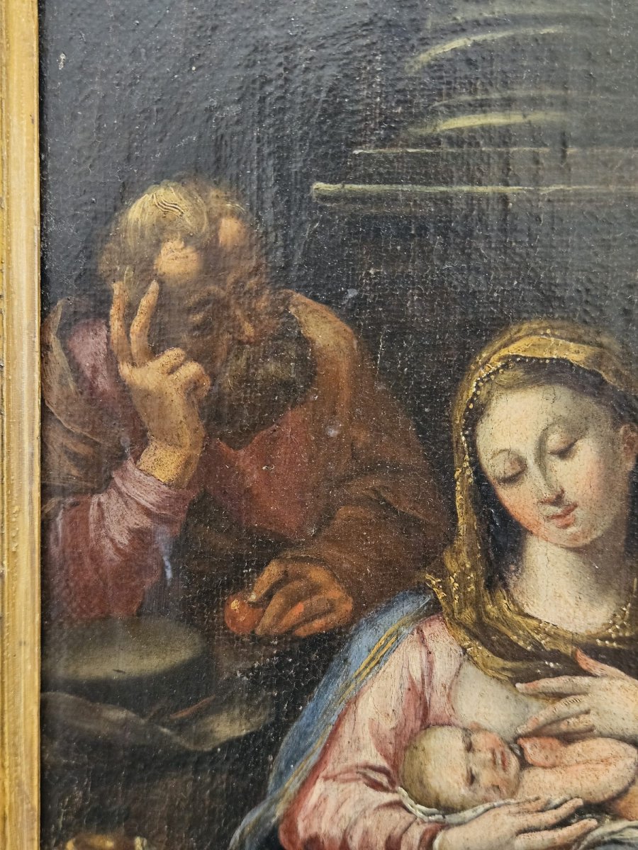 Dipinto neoclassico raffigurante la Sacra Famiglia con rovine – Fine XVIII secolo-photo-5