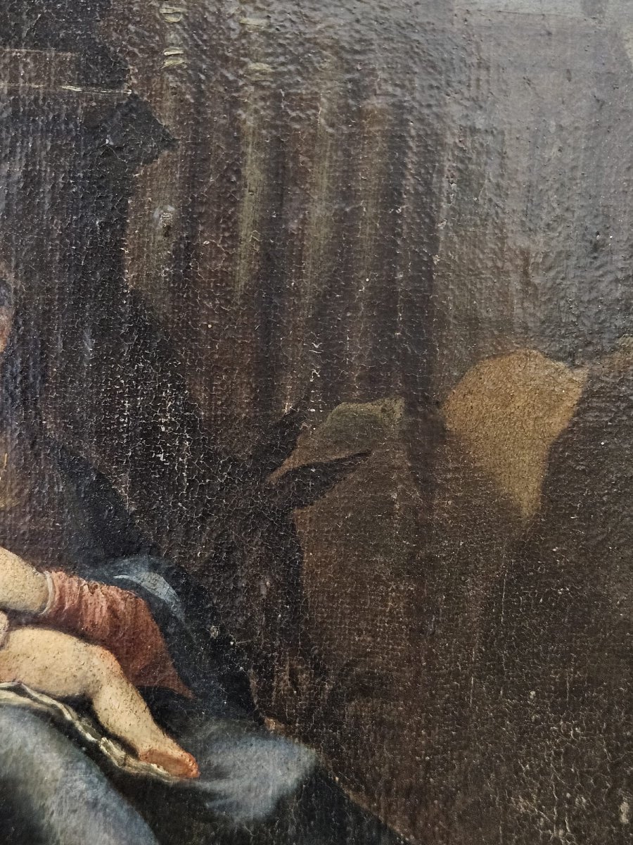 Dipinto neoclassico raffigurante la Sacra Famiglia con rovine – Fine XVIII secolo-photo-6