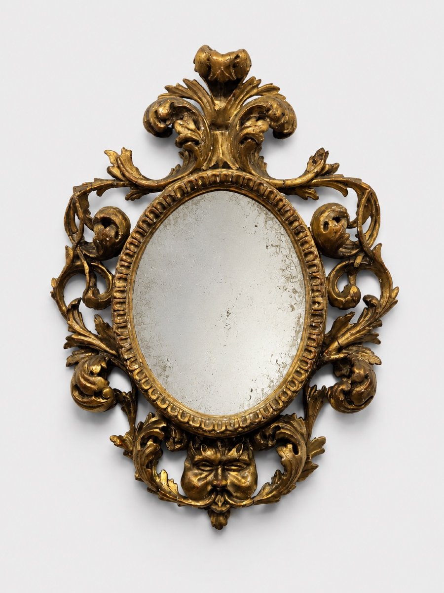 Specchiera romana dorata a cartoccio – XVIII secolo