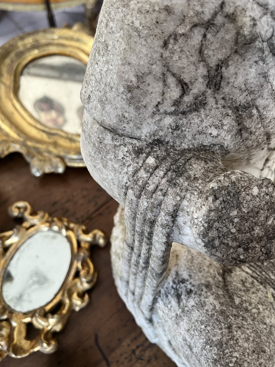 Scultura in marmo bianco raffigurante Guanyin – Prima metà del XX secolo-photo-7