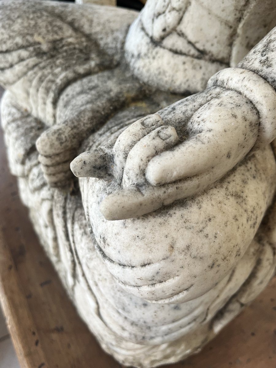 Scultura in marmo bianco raffigurante Guanyin – Prima metà del XX secolo-photo-8