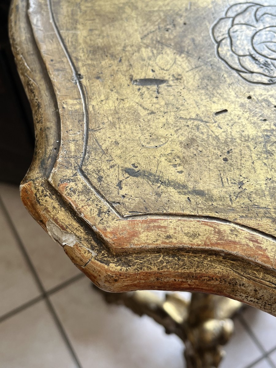 Piccola console dorata intagliata – XIX secolo-photo-5