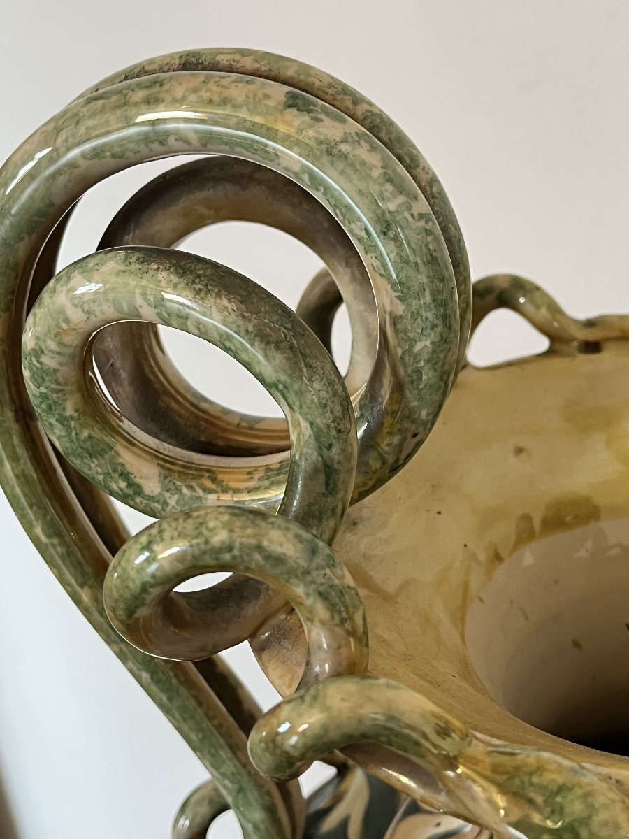 Coppia di vasi in ceramica a lustro "Luca della Robbia" – Gualdo Tadino, XX Sec.-photo-3