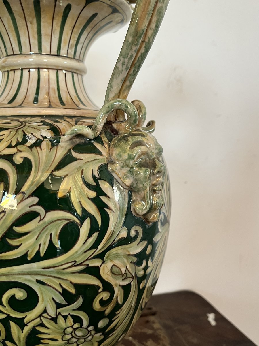 Coppia di vasi in ceramica a lustro "Luca della Robbia" – Gualdo Tadino, XX Sec.-photo-2