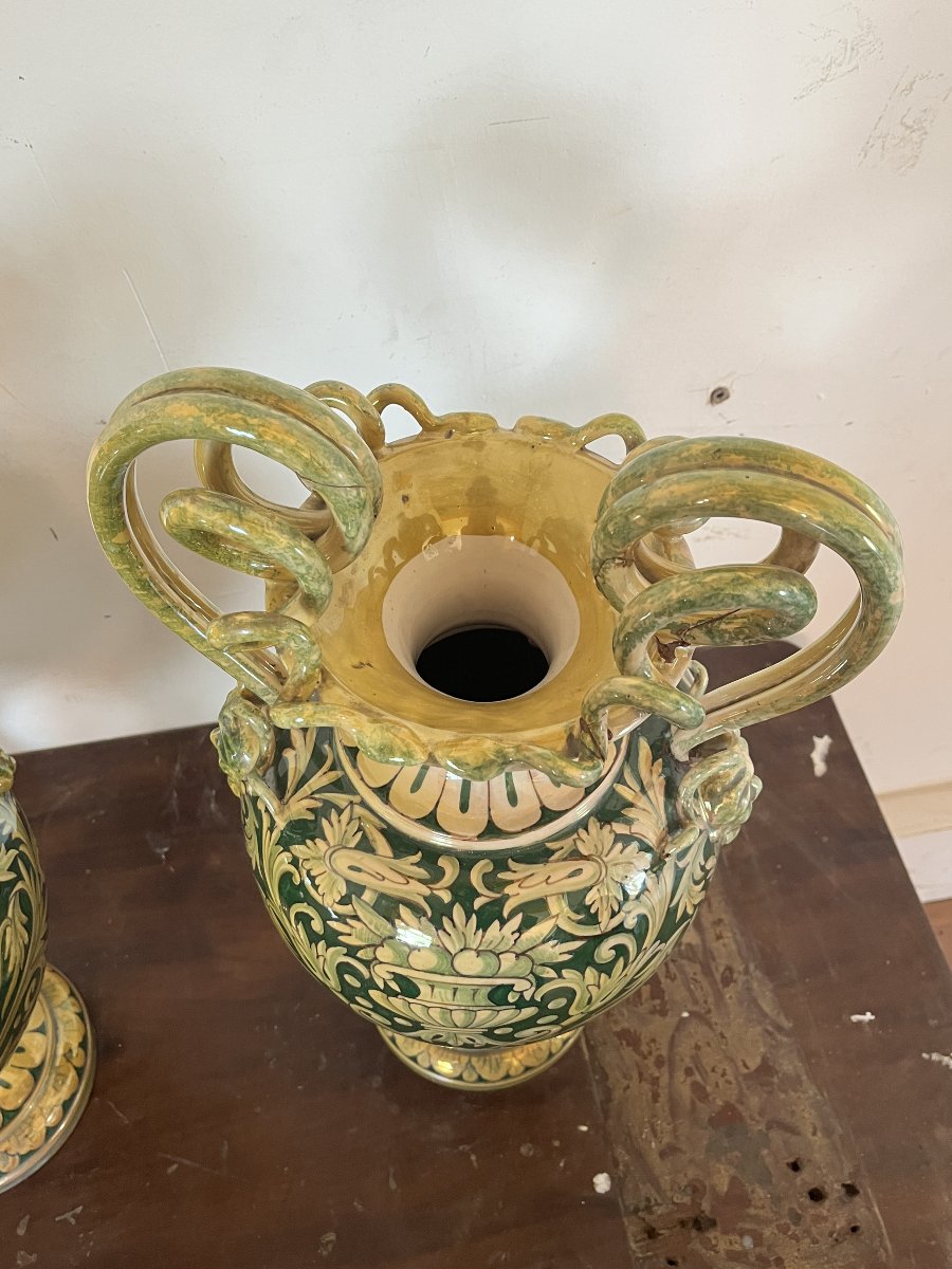 Coppia di vasi in ceramica a lustro "Luca della Robbia" – Gualdo Tadino, XX Sec.-photo-7