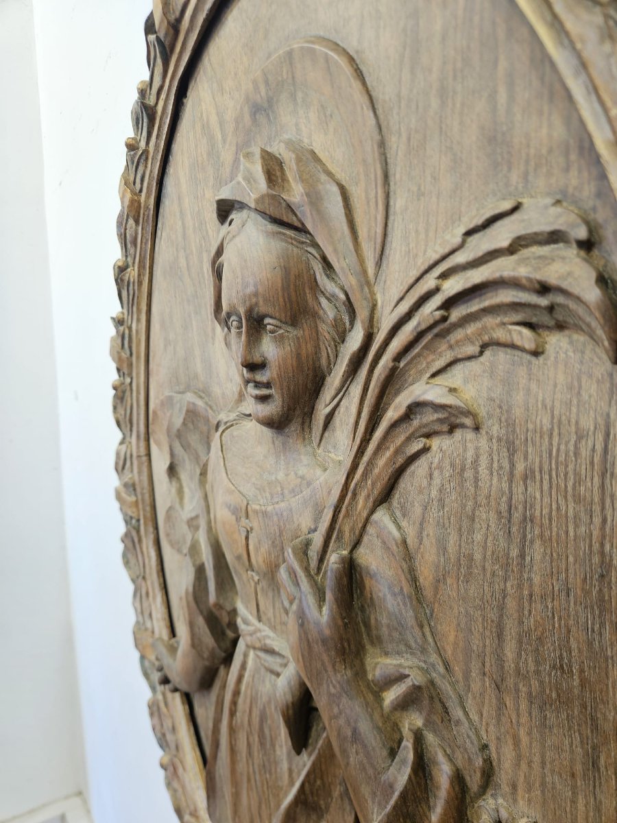 Ovale scolpito raffigurante Santa Margherita – Fine XVII secolo-photo-4