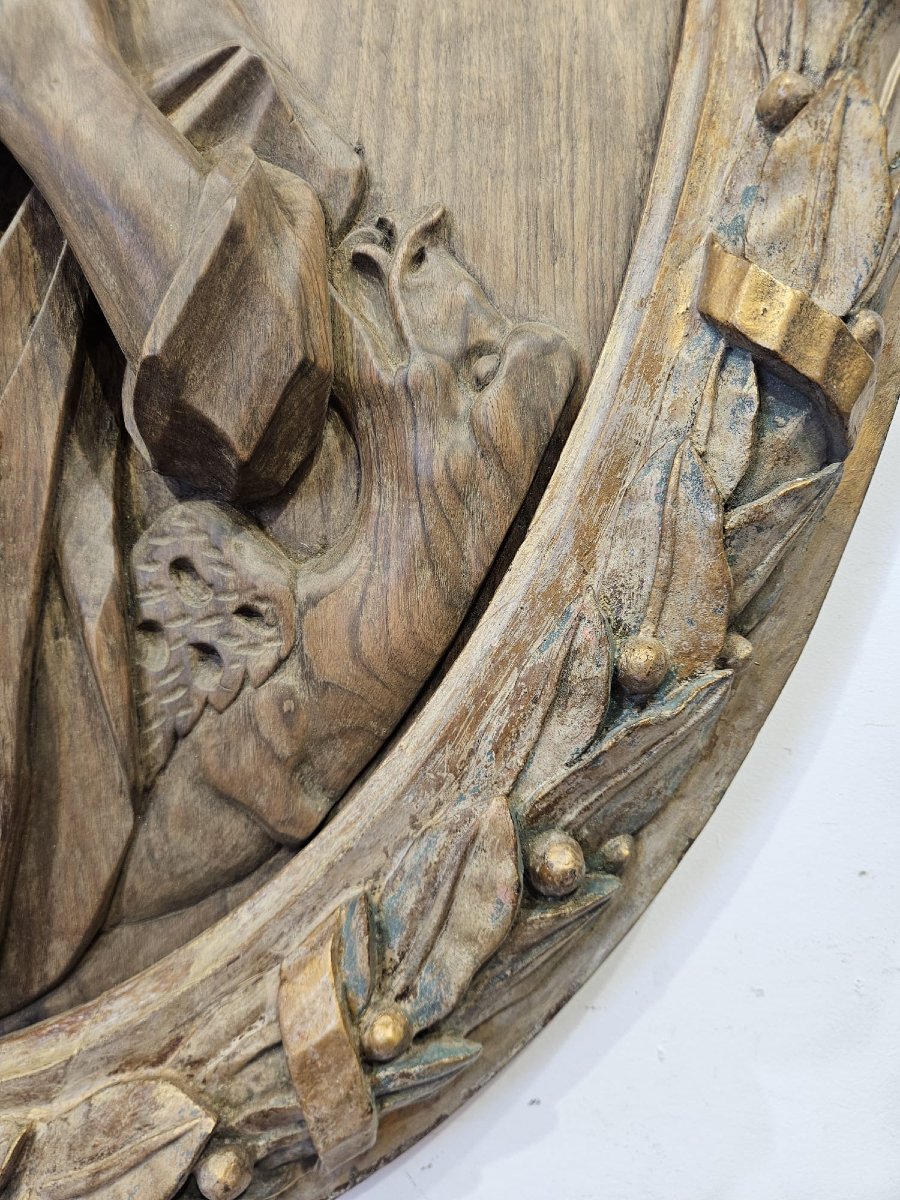 Ovale scolpito raffigurante Santa Margherita – Fine XVII secolo-photo-1