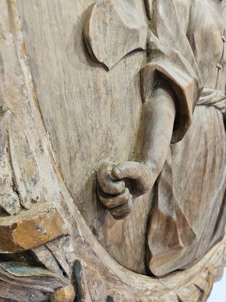 Ovale scolpito raffigurante Santa Margherita – Fine XVII secolo-photo-4