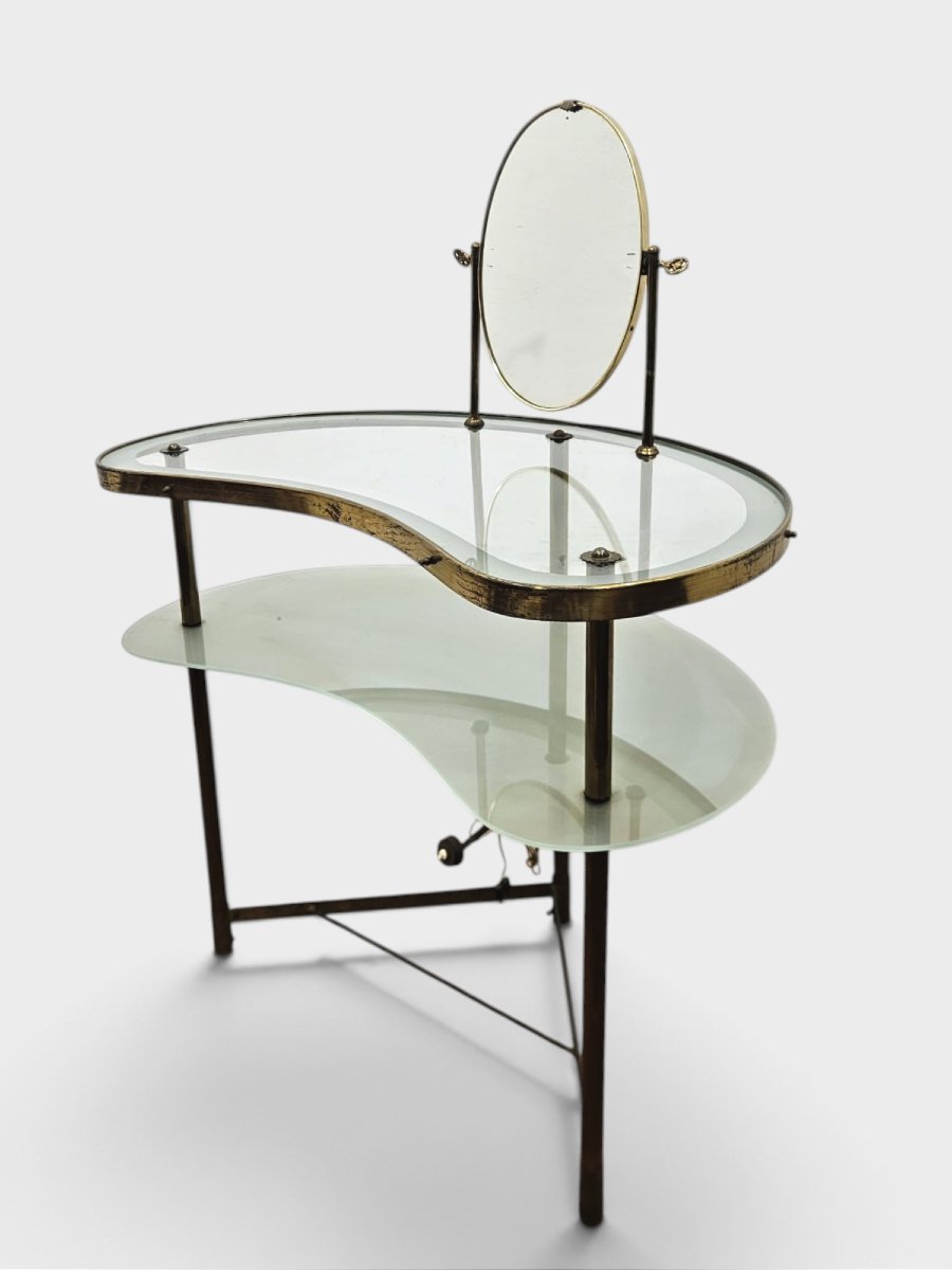 Toilette da signora in ottone e vetro – Anni '50
