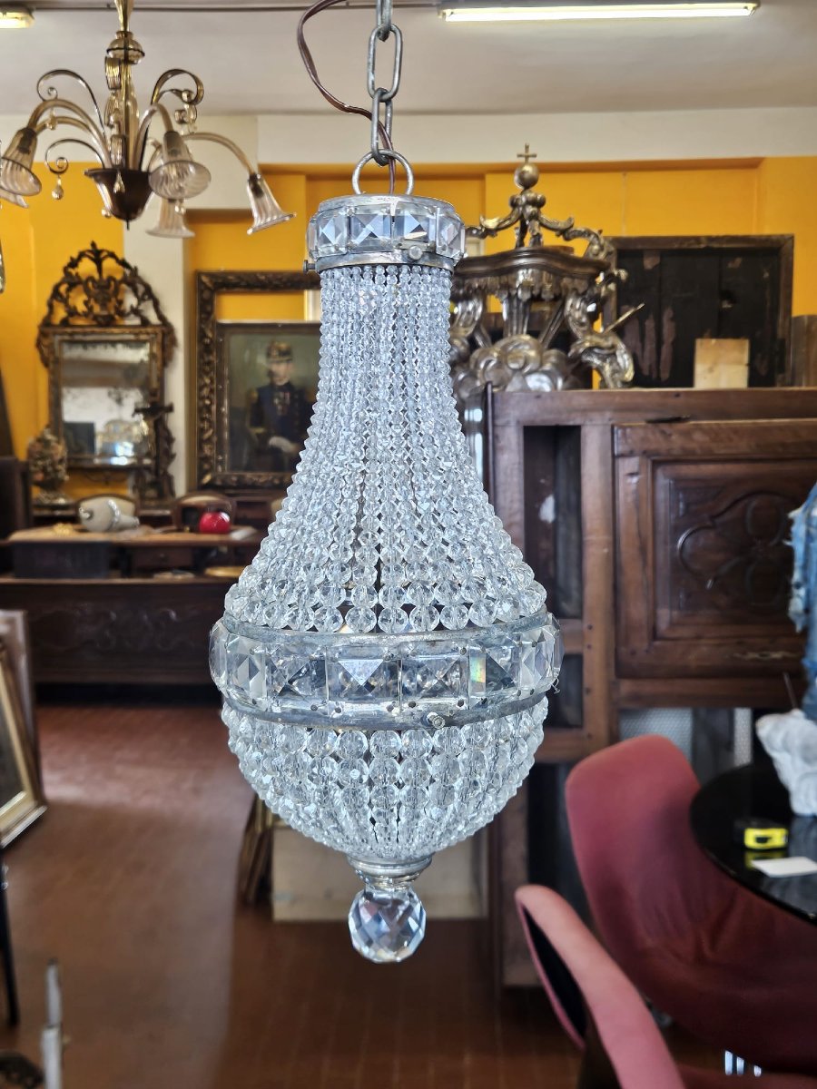Lampadario in cristallo stile Impero – Anni '40 - h.36 cm circa-photo-4