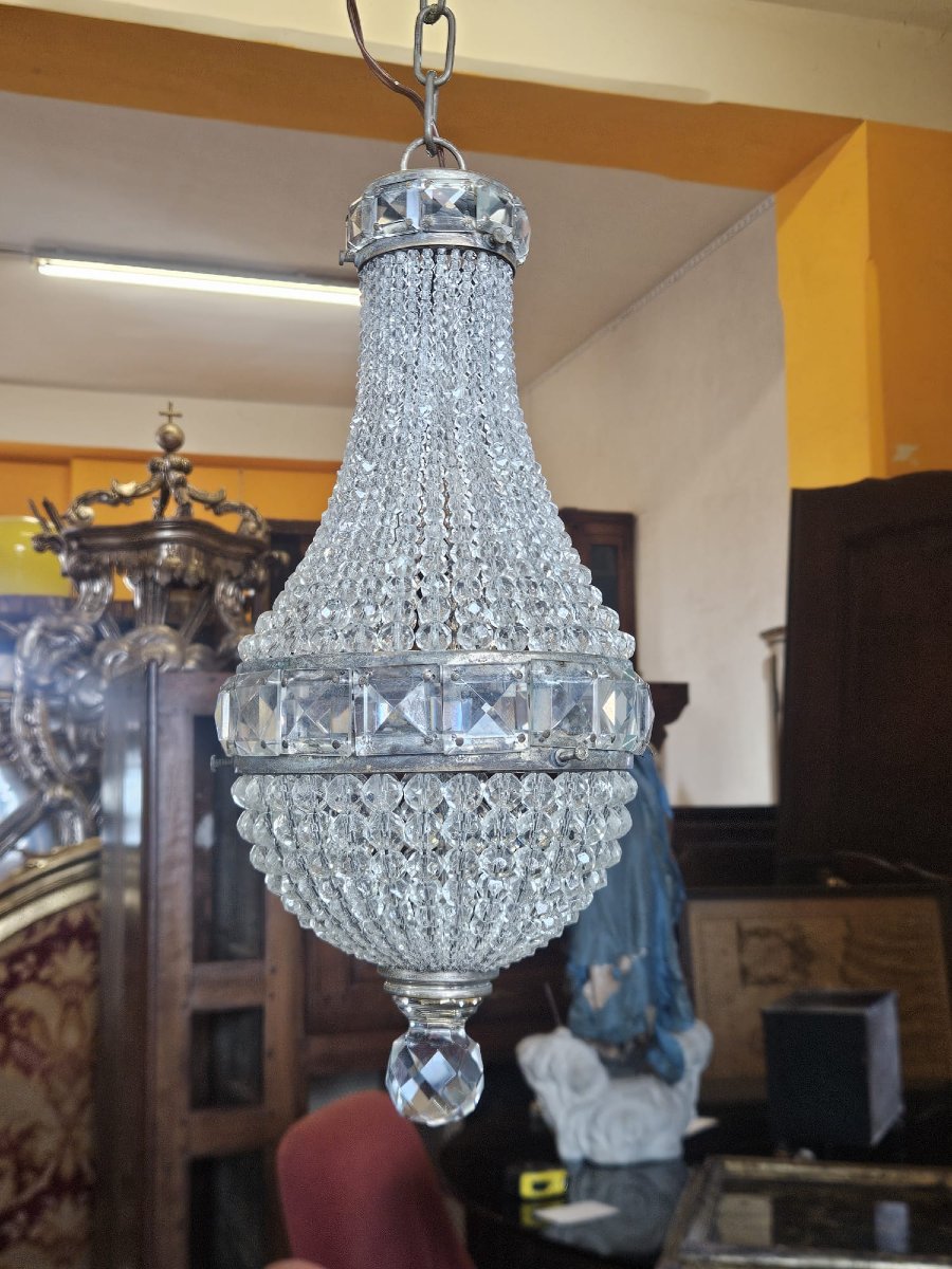 Lampadario in cristallo stile Impero – Anni '40 - h.36 cm circa-photo-4