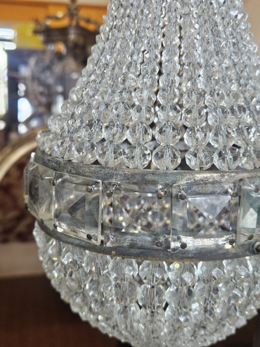 Lampadario in cristallo stile Impero – Anni '40 - h.36 cm circa-photo-5