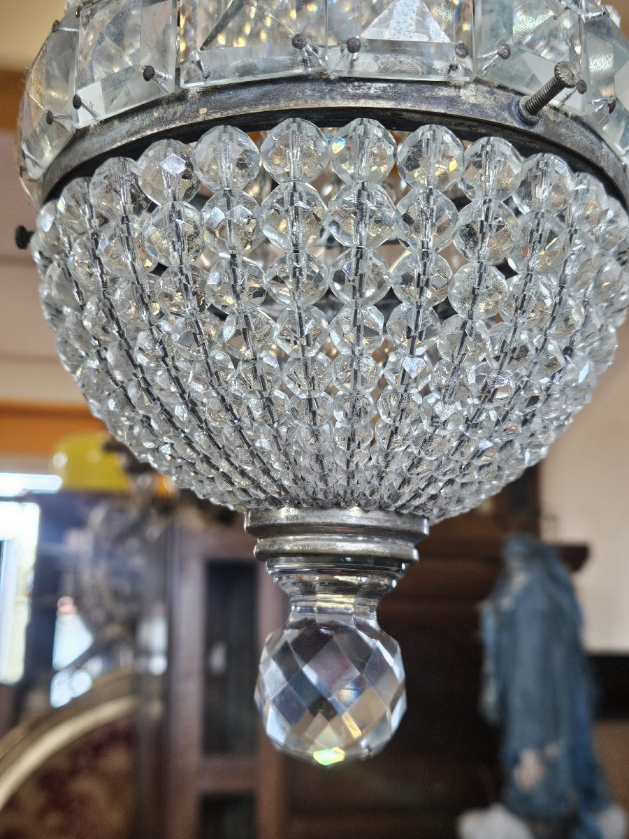 Lampadario in cristallo stile Impero – Anni '40 - h.36 cm circa-photo-7