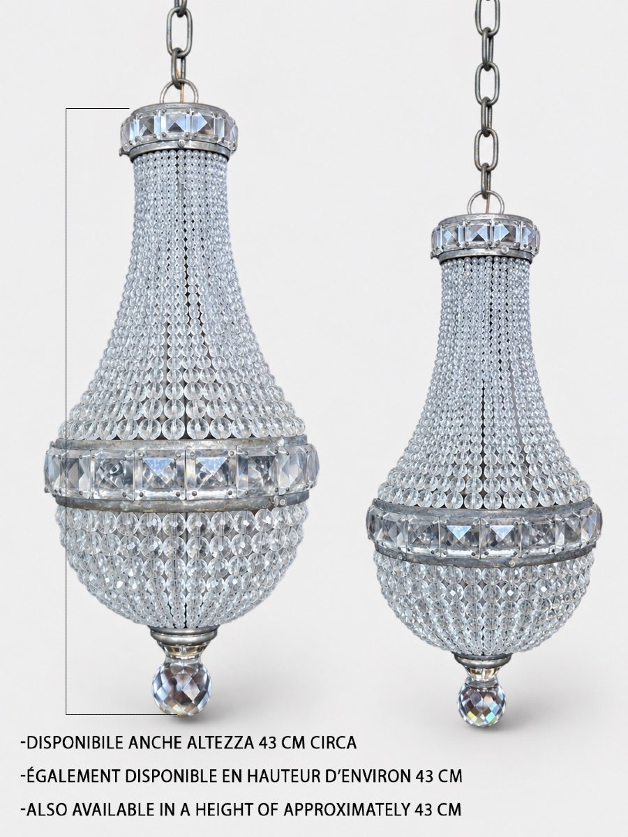 Lampadario in cristallo stile Impero – Anni '40 - h.36 cm circa-photo-8