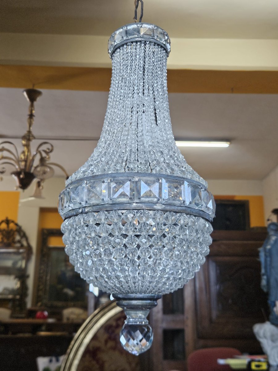 Lampadario in cristallo stile Impero – Anni '40 - h.43 cm circa-photo-3