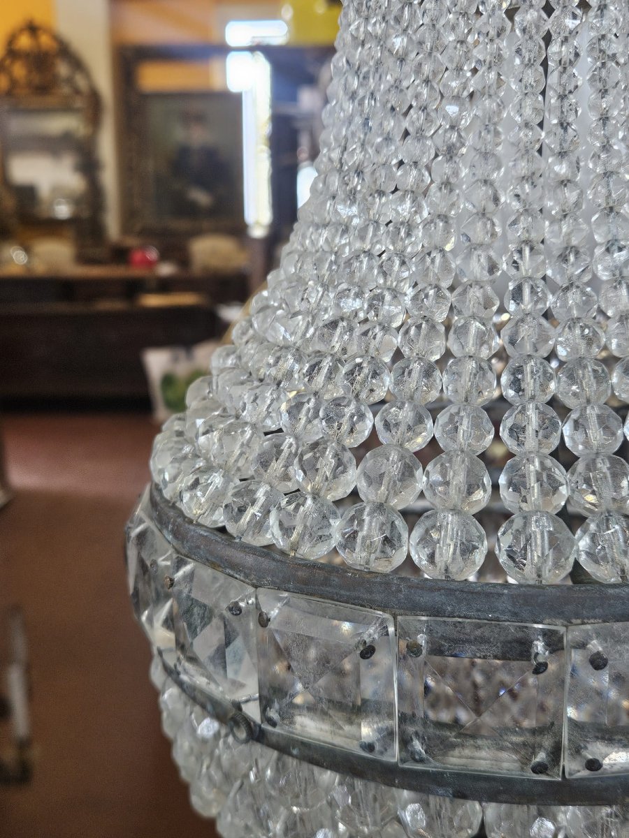 Lampadario in cristallo stile Impero – Anni '40 - h.43 cm circa-photo-4
