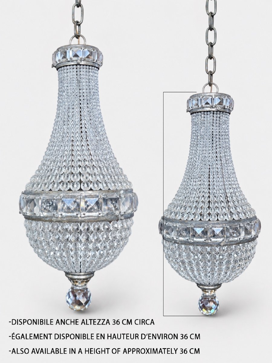 Lampadario in cristallo stile Impero – Anni '40 - h.43 cm circa-photo-8