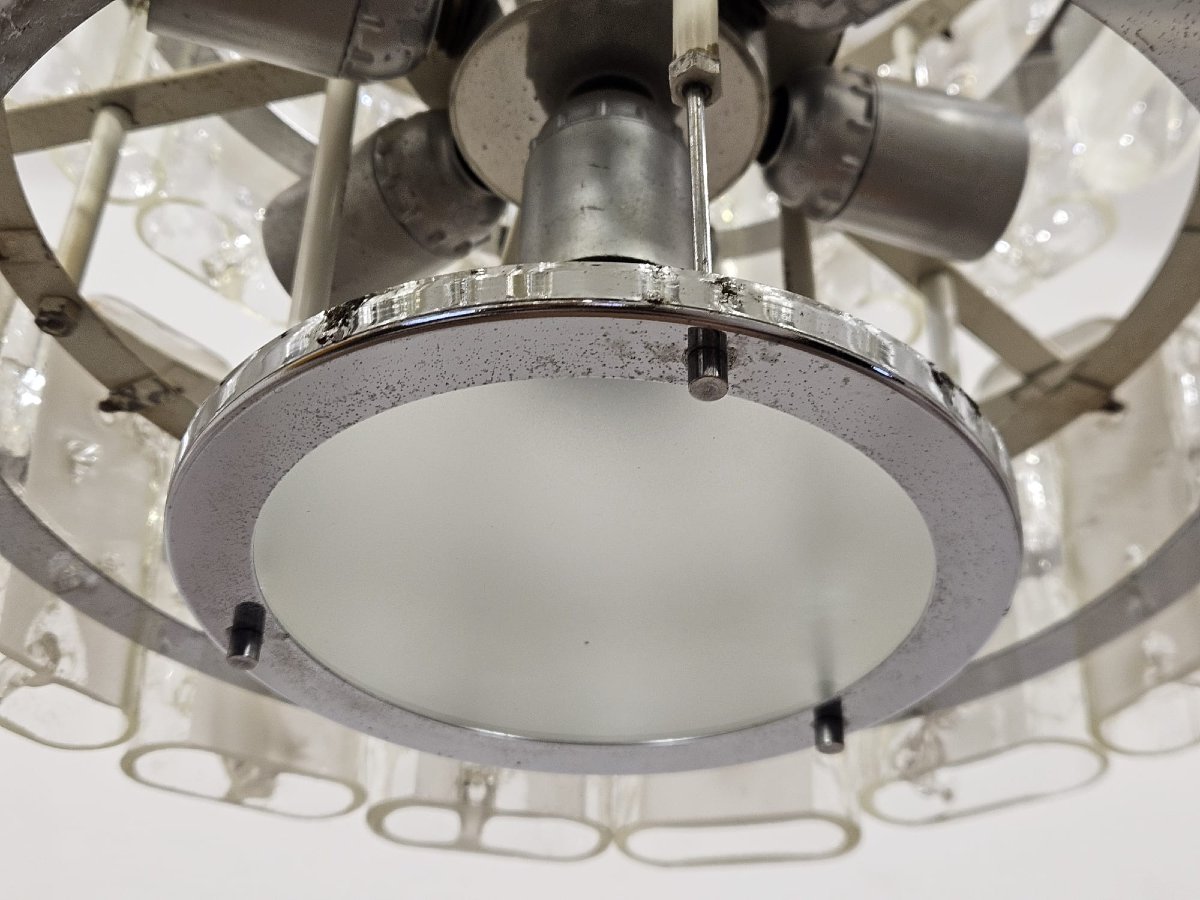Coppia di lampadari DORIA-Werkstätten in vetro e metallo cromato – Anni ’60-photo-6