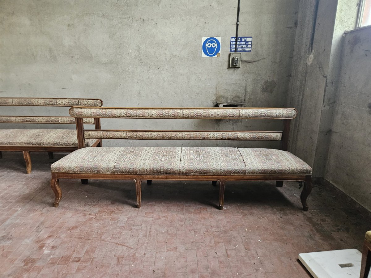 Coppia di panche piemontesi in noce – Metà XIX secolo-photo-2