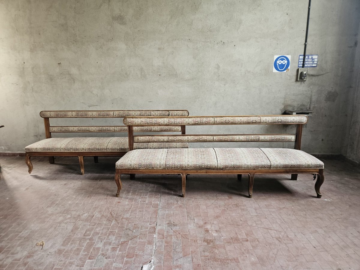 Coppia di panche piemontesi in noce – Metà XIX secolo-photo-1