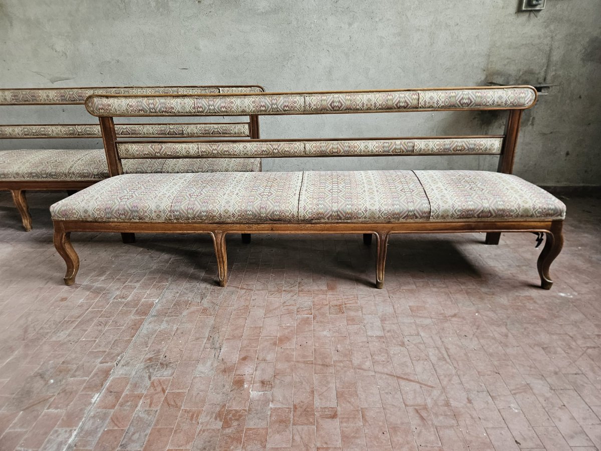 Coppia di panche piemontesi in noce – Metà XIX secolo-photo-5