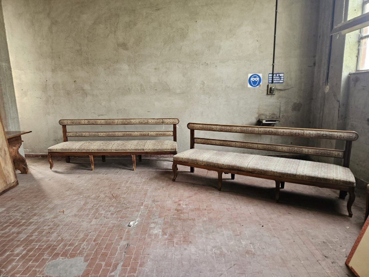 Coppia di panche piemontesi in noce – Metà XIX secolo-photo-6