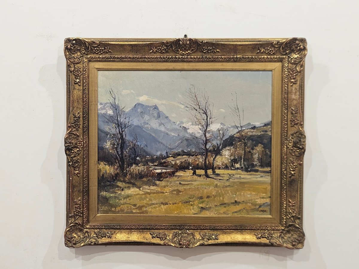 Carlo Musso (1907–1968) – Paesaggio montano – Olio su tavola-photo-3