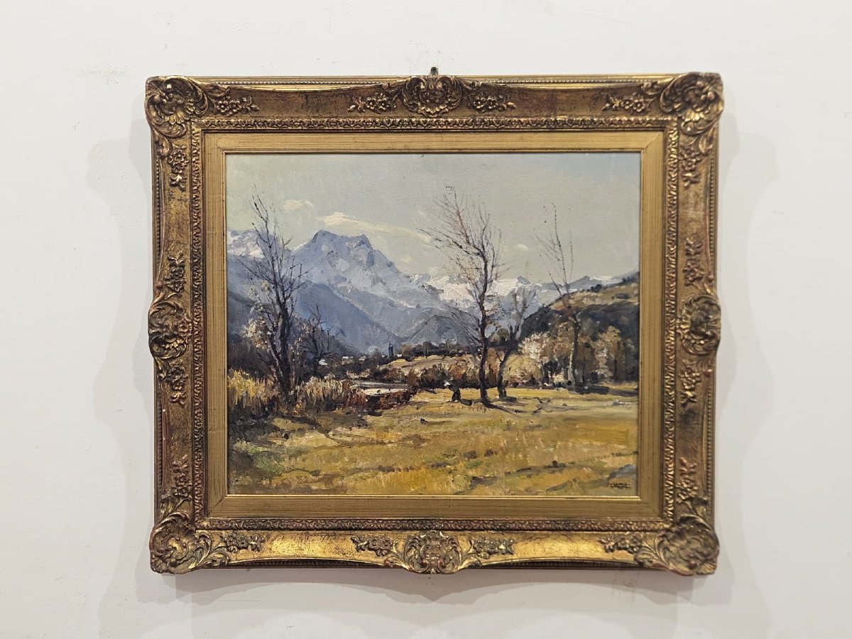 Carlo Musso (1907–1968) – Paesaggio montano – Olio su tavola-photo-6
