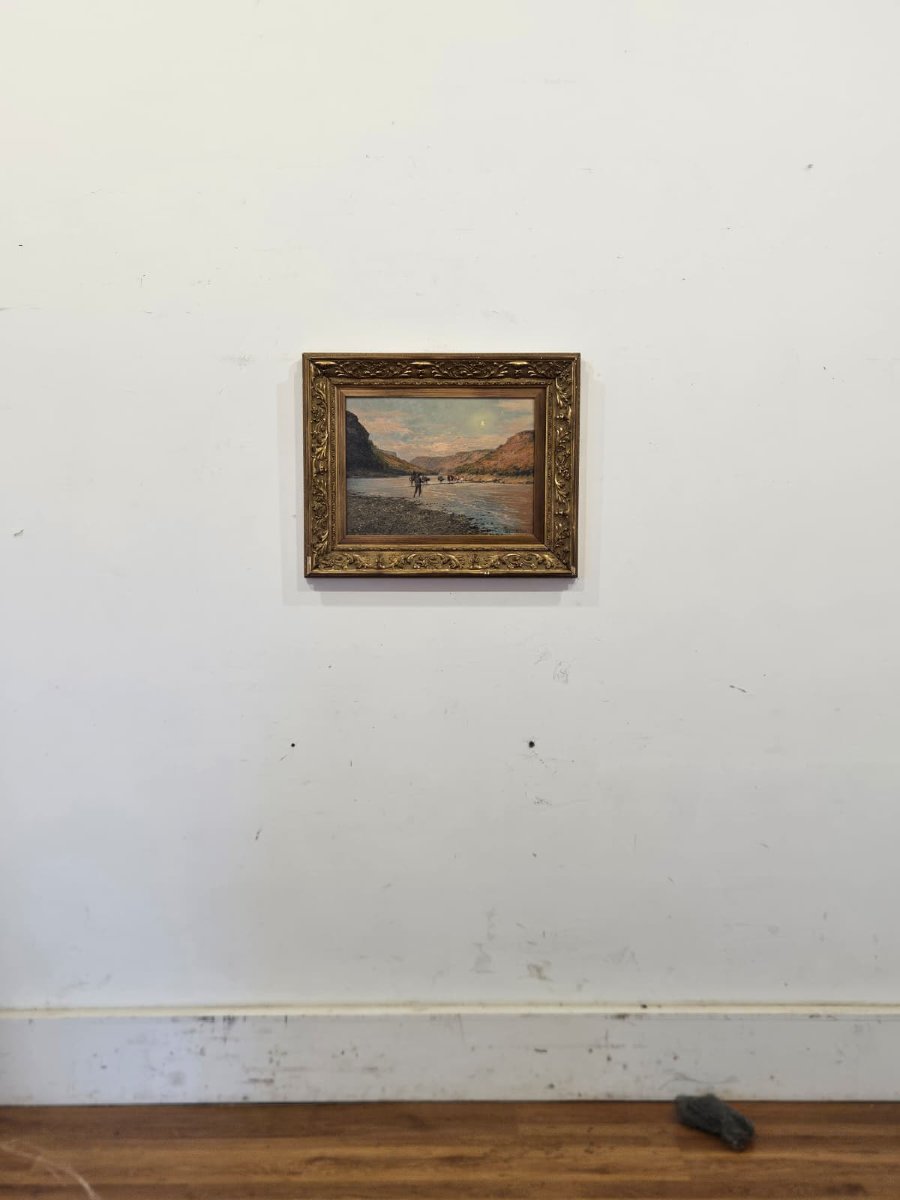 Giuseppe Gheduzzi (1889–1957) – Paesaggio fluviale – Olio su tavola-photo-4