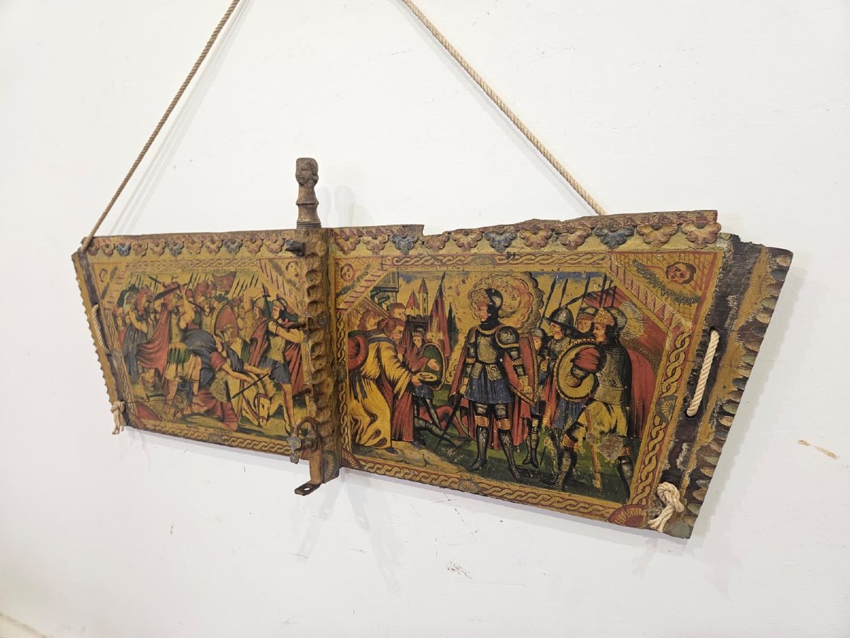Parte di carretto siciliano in legno dipinto – XIX secolo-photo-2