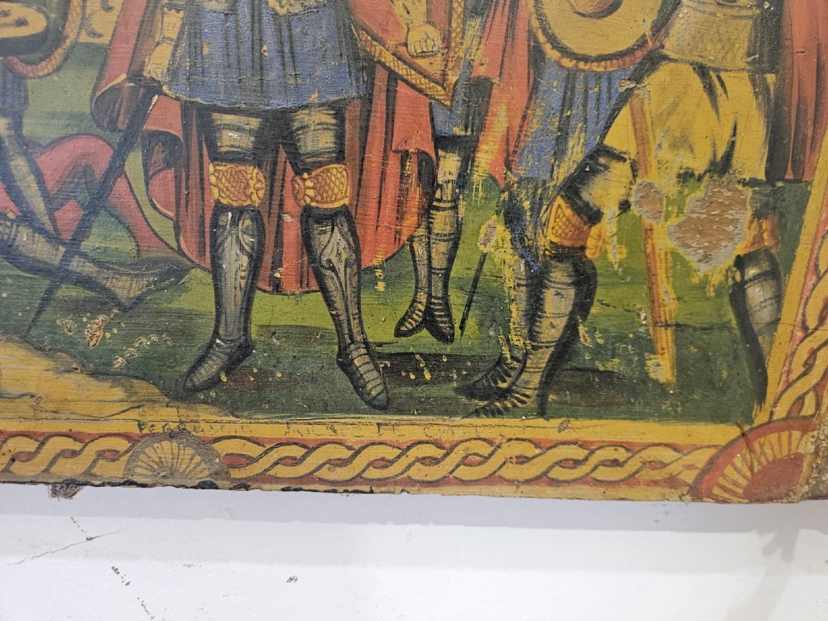 Parte di carretto siciliano in legno dipinto – XIX secolo-photo-3
