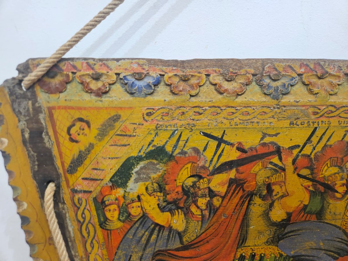 Parte di carretto siciliano in legno dipinto – XIX secolo-photo-4