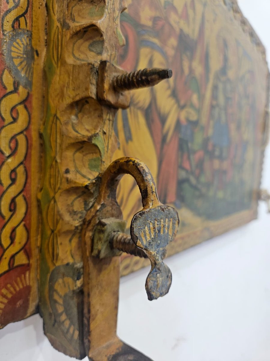 Parte di carretto siciliano in legno dipinto – XIX secolo-photo-1