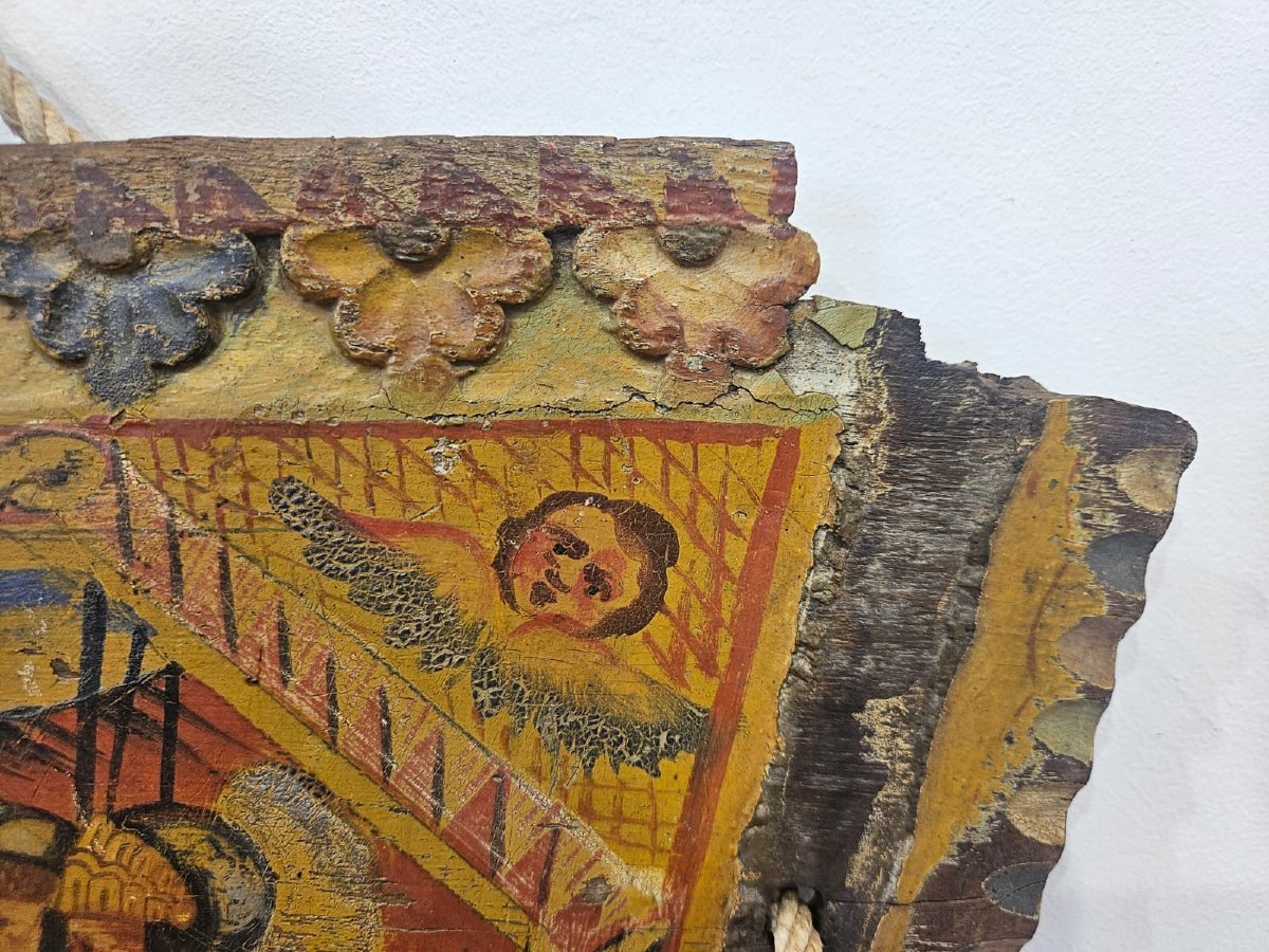 Parte di carretto siciliano in legno dipinto – XIX secolo-photo-2