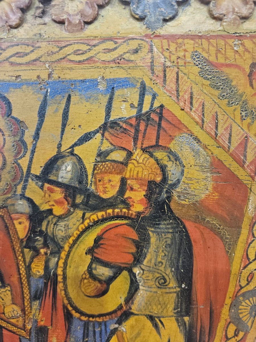 Parte di carretto siciliano in legno dipinto – XIX secolo-photo-4