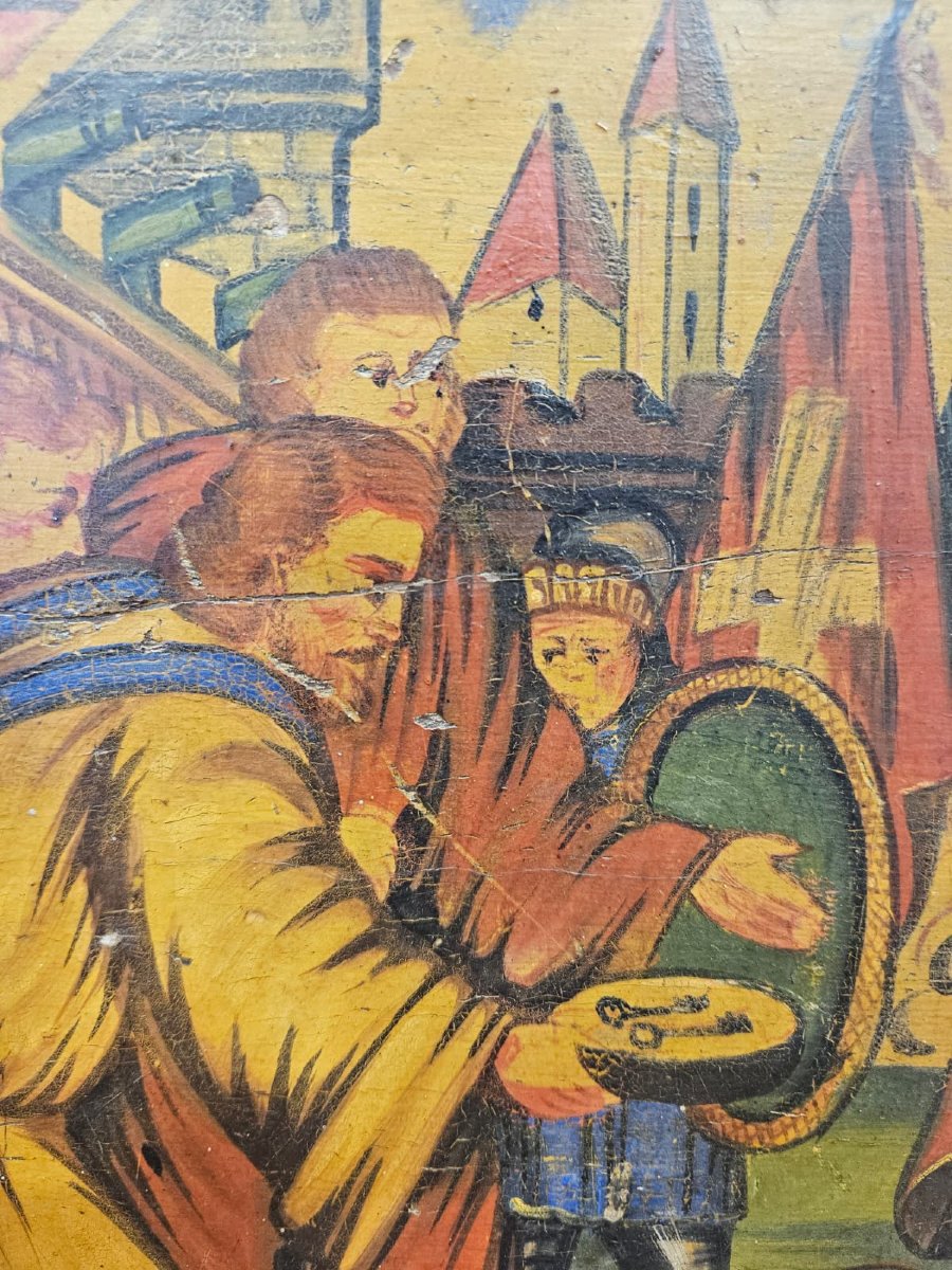Parte di carretto siciliano in legno dipinto – XIX secolo-photo-7